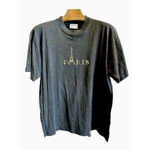 Paris Eiffel Tower Energy Womens T Shirt Sz M Black Gold Bling Short Sleeve Tee
